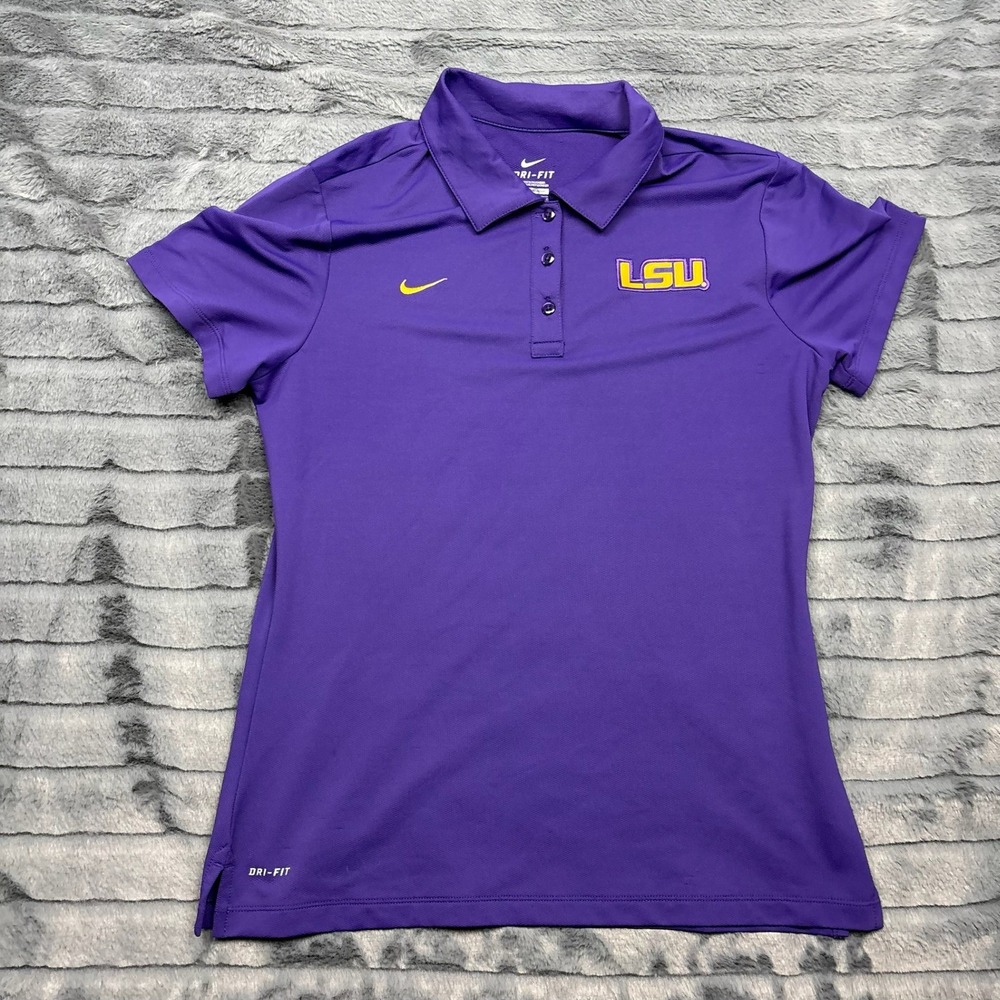 Nike LSU Tigers Womens Purple Dri-FIT Polo Shirt Large NCAA